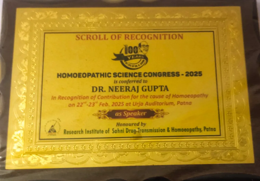 Homoeopathic Science Congress 2025 — Scroll of Recognition