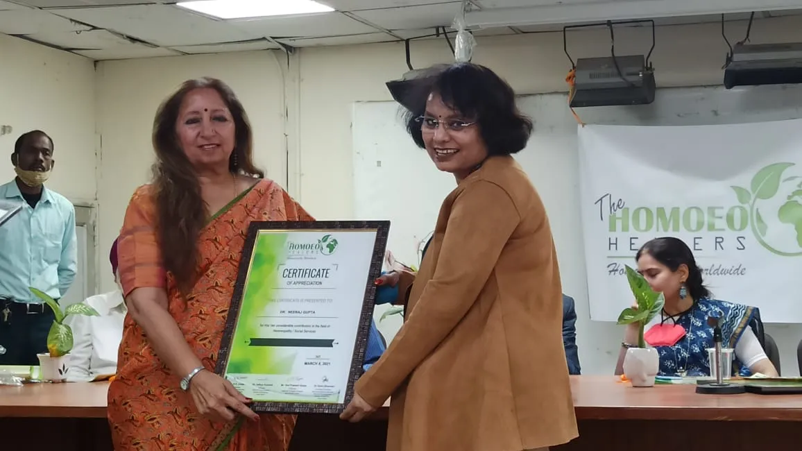The Homoeo Healers — Certificate of Appreciation